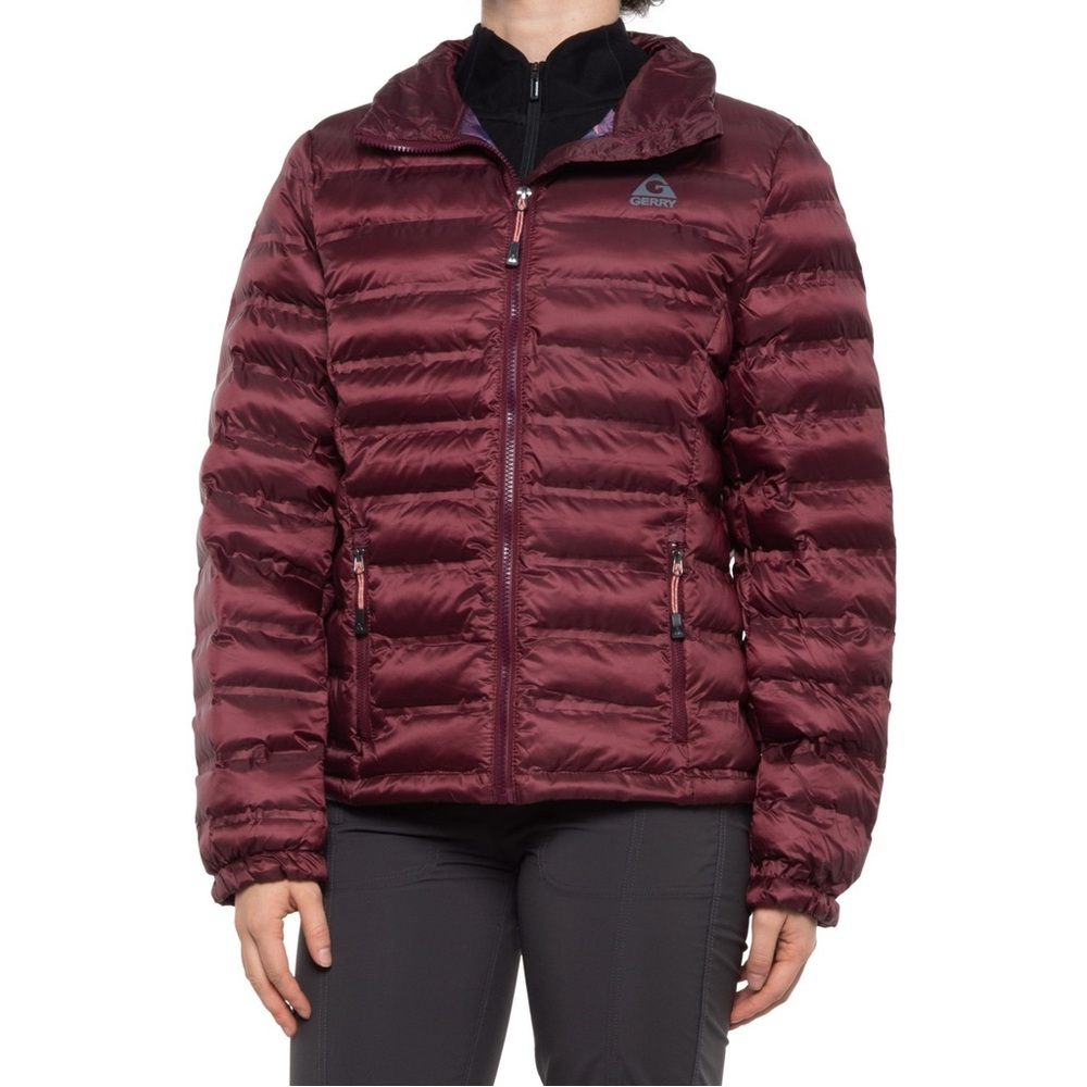 Gerry Burgundy Quilted Puffer Jacket Zip Front Women’s Large